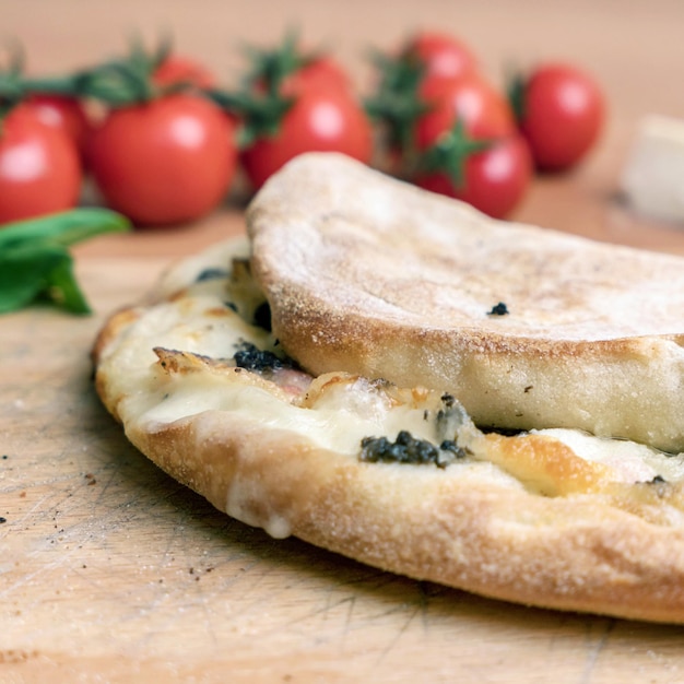 Closed calzone pizza