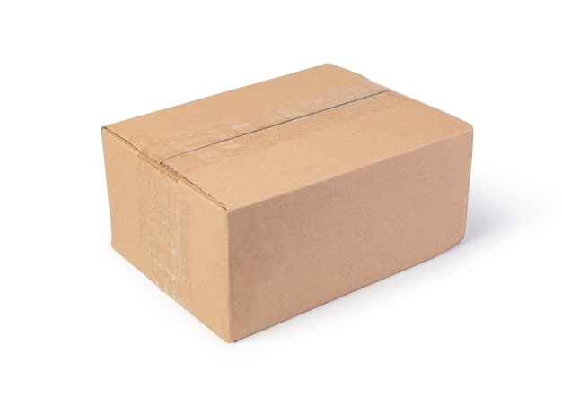Closed cardboard box on a white background