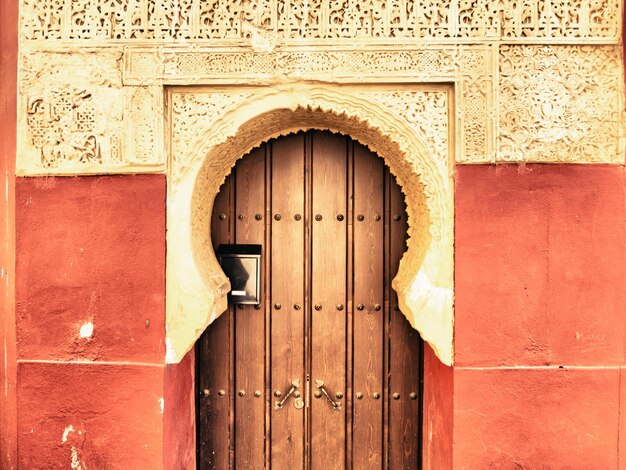 Closed door of building