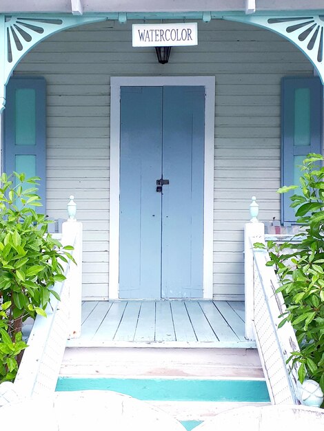 Closed door of building