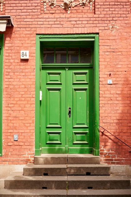 Closed door of building