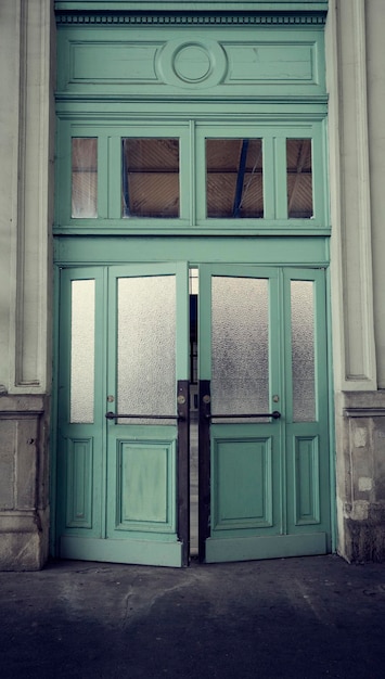 Closed door of building