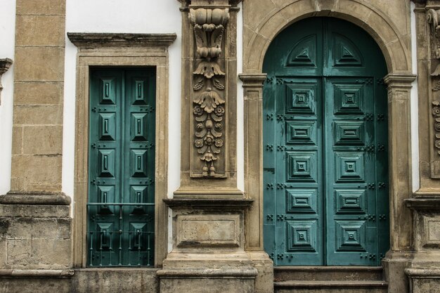 Closed door of building