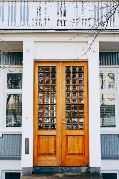 Closed door of building