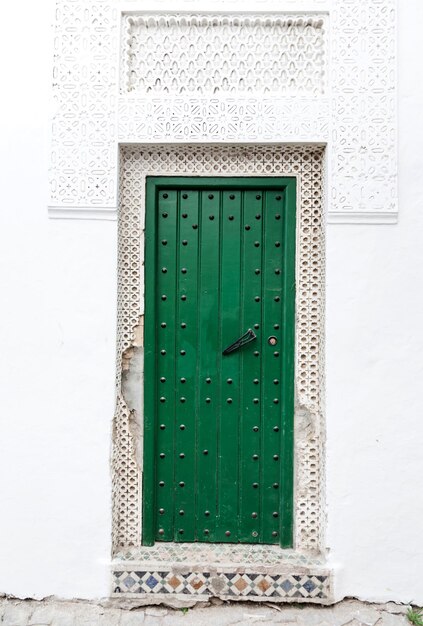 Closed door of building