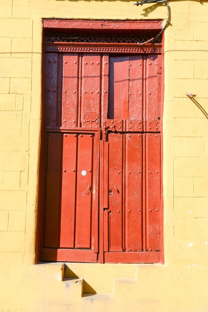 Closed door of building