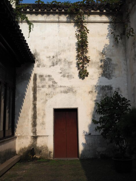 Closed door of building