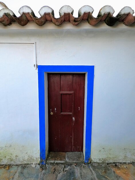 Closed door of building