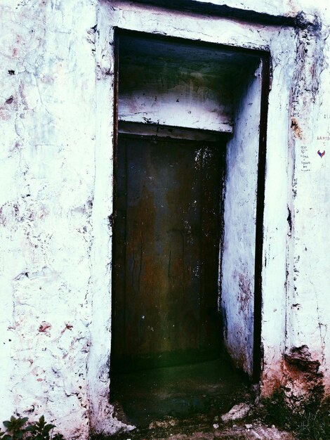 Closed door of house