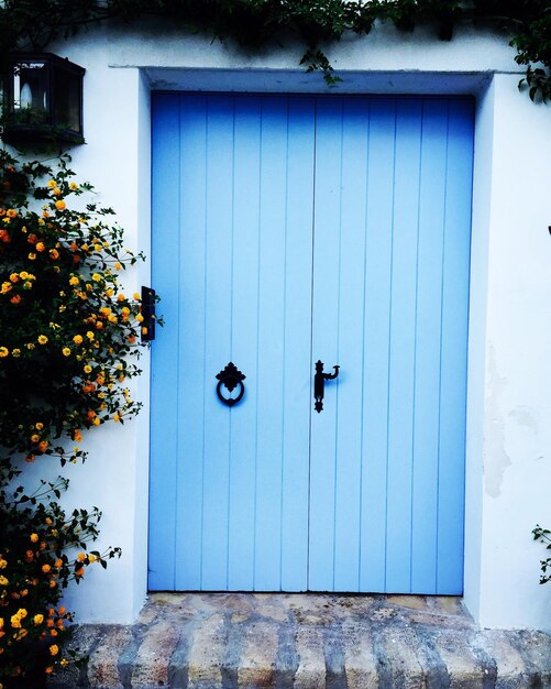 Closed door of house