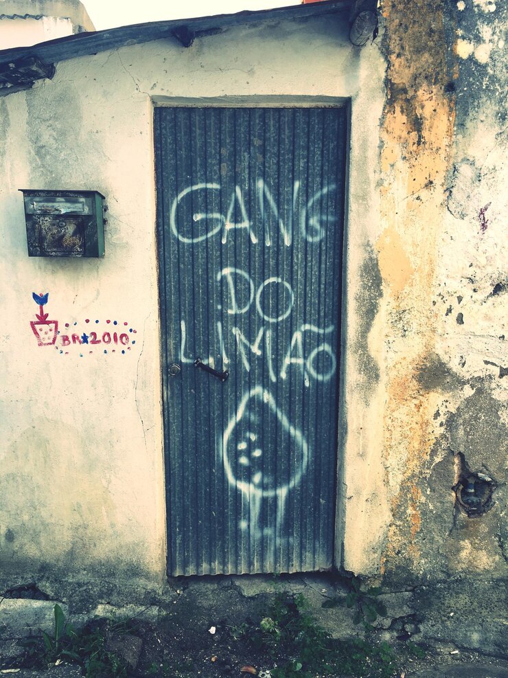 Photo closed door of old building