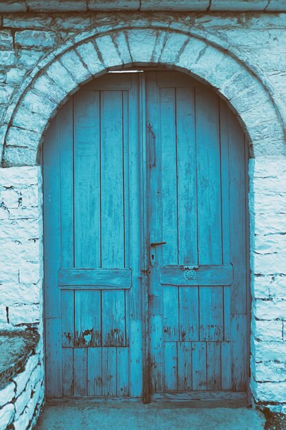 Closed door of old building