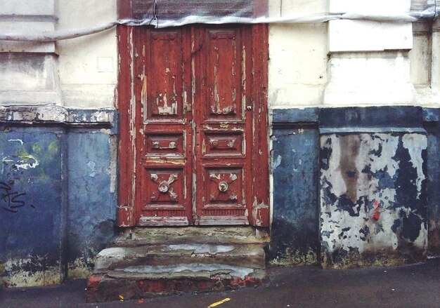 Closed door of old building