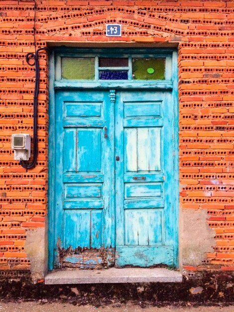 Closed door of old building