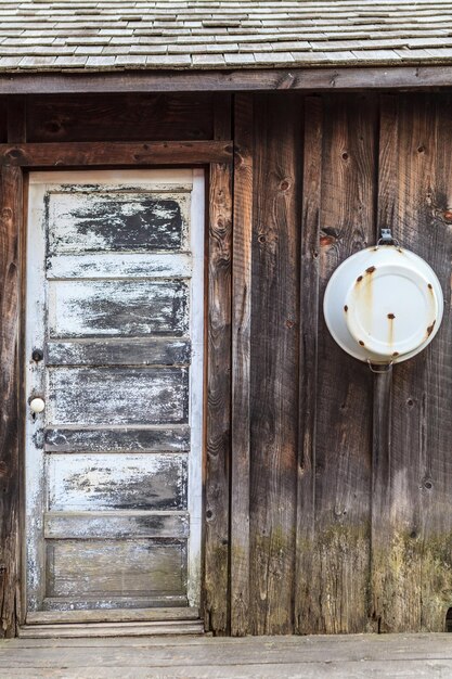 Photo closed door of old building