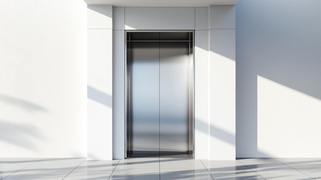 Closed Elevator Aesthetic Lobby Appeal White Walls Light and Shadows Generative AI