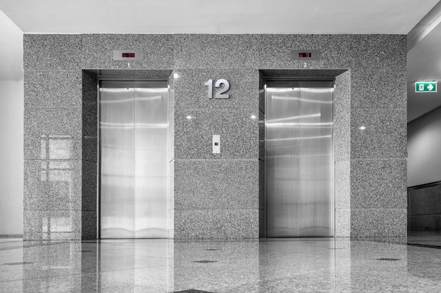 Closed elevator in building