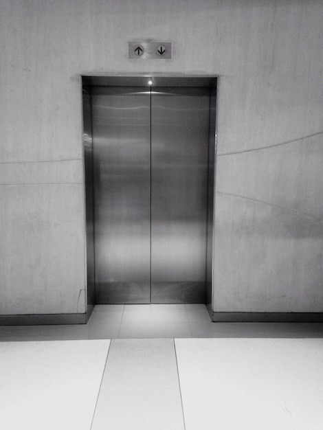 Closed elevator in modern building