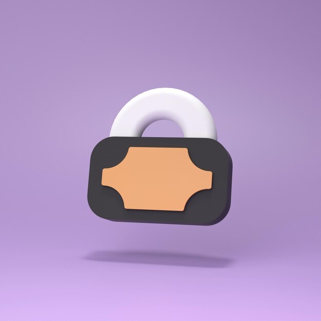 Closed lock 3d render