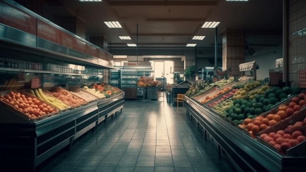 Closed market with vegetables and berries Generative AI