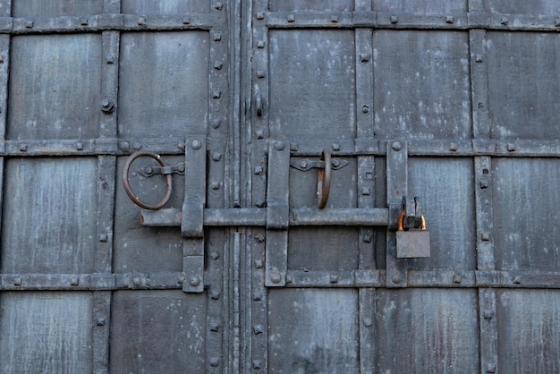 Closed metal door with lock