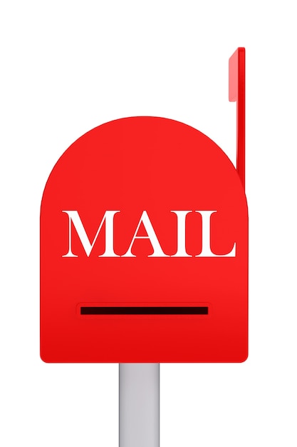 Closed red mail box on a white background