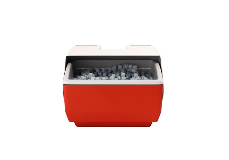 Photo closed refrigerator box red 3d render no shadow
