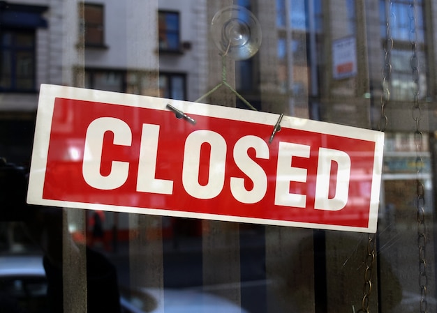 Closed sign in shop window