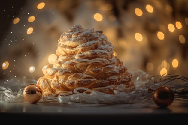 Closed up of cookies Christmas tree and bokeh background Celebration Christmas Day background