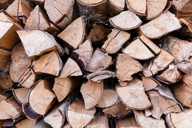 Closed up pile of firewood background