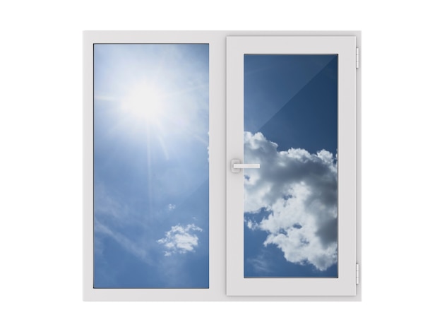 Closed window on white background. Isolated 3D illustration