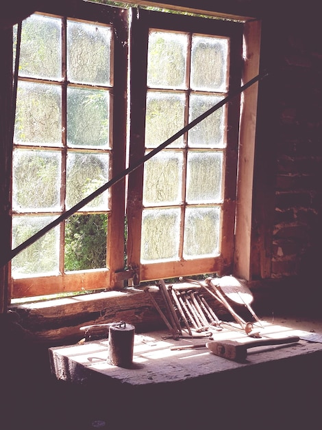 Photo closed windows at old home