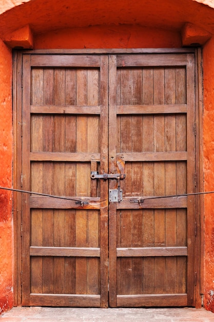 Closed wooden and old door