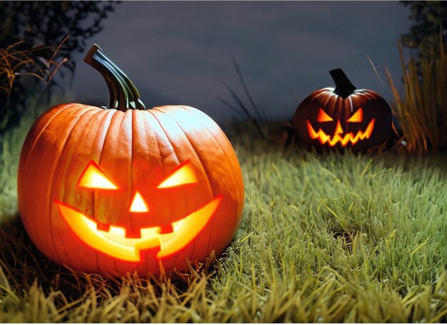 A ClosedUp Shot of A Halloween Pumpkin Jack O' Lantern