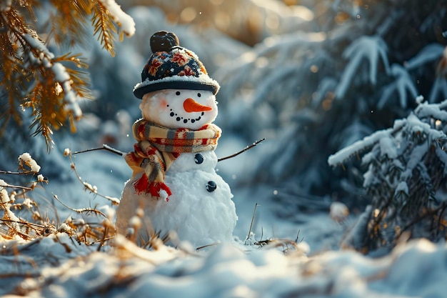 A ClosedUp Shot of A Happy Snowman