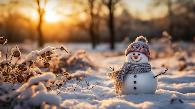 Foto una ripresa da vicino di un uomo di neve felice