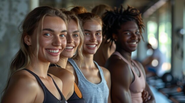 Foto closeknit friends genieten van vrije tijd na een groepsworkout generatieve ai