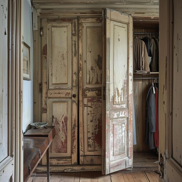 Photo a closet with a door that says  old  on the bottom