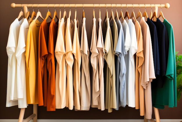 Premium AI Image | a closet with hangers and many in it