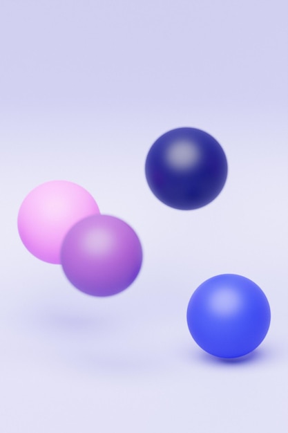 Фото Клоуз-ап 3d красочная иллюстрация различные геометрические формы сферы размещены на одном расстоянии простые геометрические фигуры летают