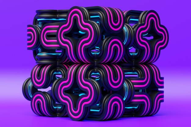 closeup 3d colorful illustrationillusion isometric abstract shapes colorful shapes intertwined simple geometric shapes