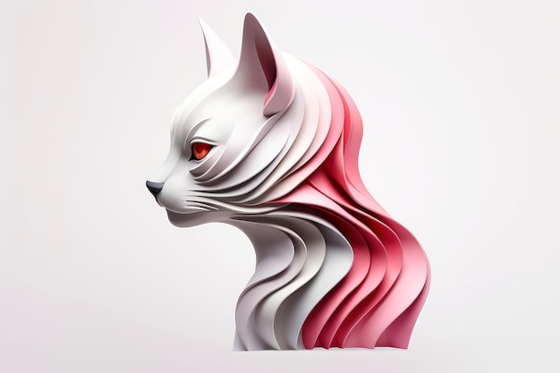 Closeup 3d mockup of abstract cat with minimal background Generative AI