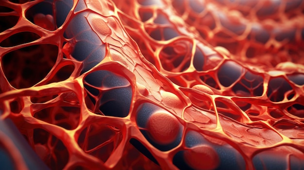 Фото Крупный 3d-образ клеток кожи под микроскопом