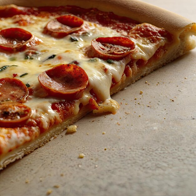 Photo closeup of a_slice of pizza in the kitchen