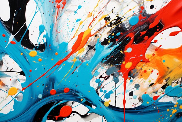 Closeup of abstract colorful splash multicolored art painting texture with oil brush stroke ai