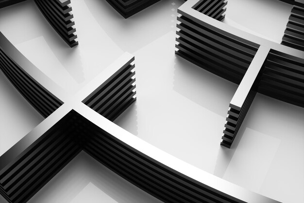 Photo closeup of an abstract maze on a white background 3d rendering illustration