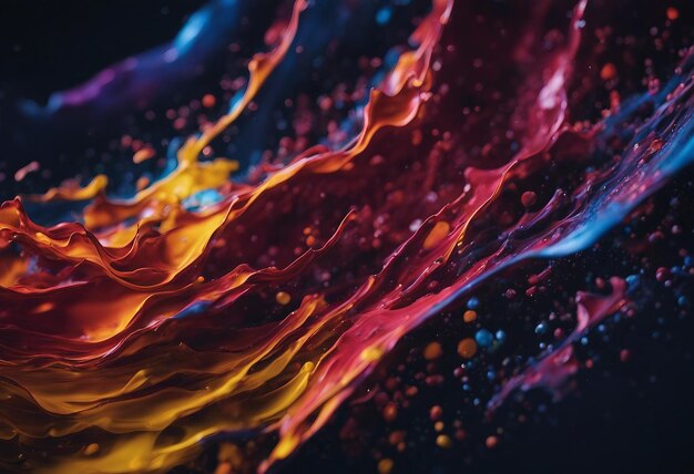 Клоуз-ап абстрактной многоцветной краски на темном фоне