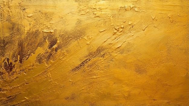 Closeup of abstract rough black gold art painting texture with oil brushstroke pallet knife paint on canvas