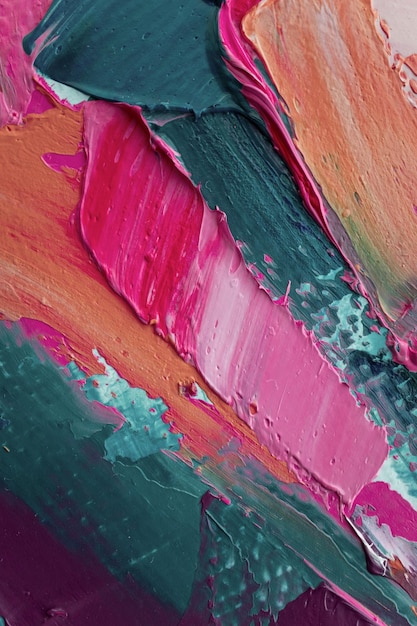 Closeup of abstract rough colorful art painting texture with oil brushstroke pallet knife paint on