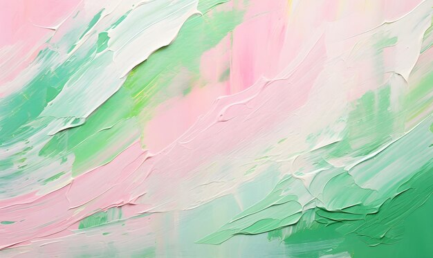 Closeup of abstract rough colorful green pink white colors art painting texture background wallpaper